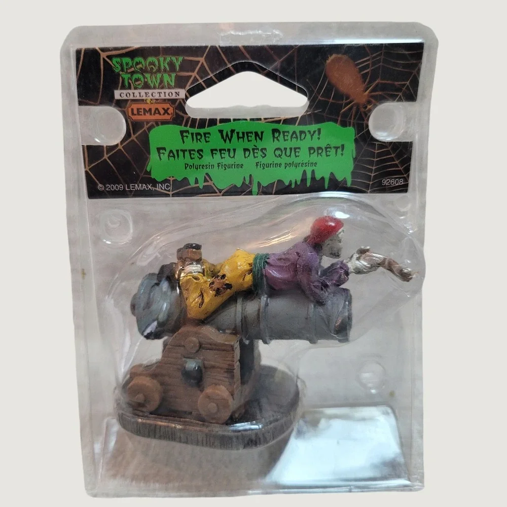 Lemax Spooky Town Fire When Ready Skeleton Pirate Cannon Figurine 92608 READ!